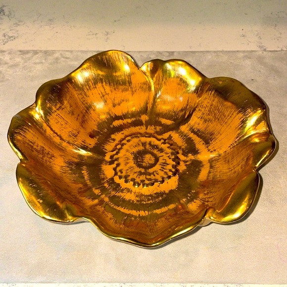 Stangl Art Pottery Hand Painted Granada Gold Ruffled Fruit Bowl 9” Vintage EUC - Picture 12 of 12